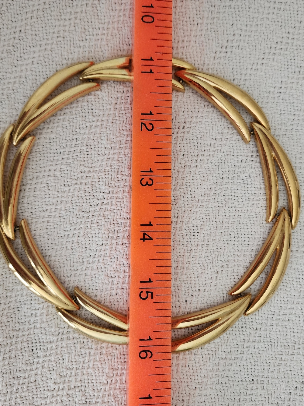 Vintage Modernist Gold Tone Choker & Bracelet Set | Bold Leaf Swirl Link - Picture 5 of 7